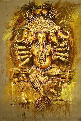 The Golden Mahaganapati: Panchmukhi Ganesha Painting